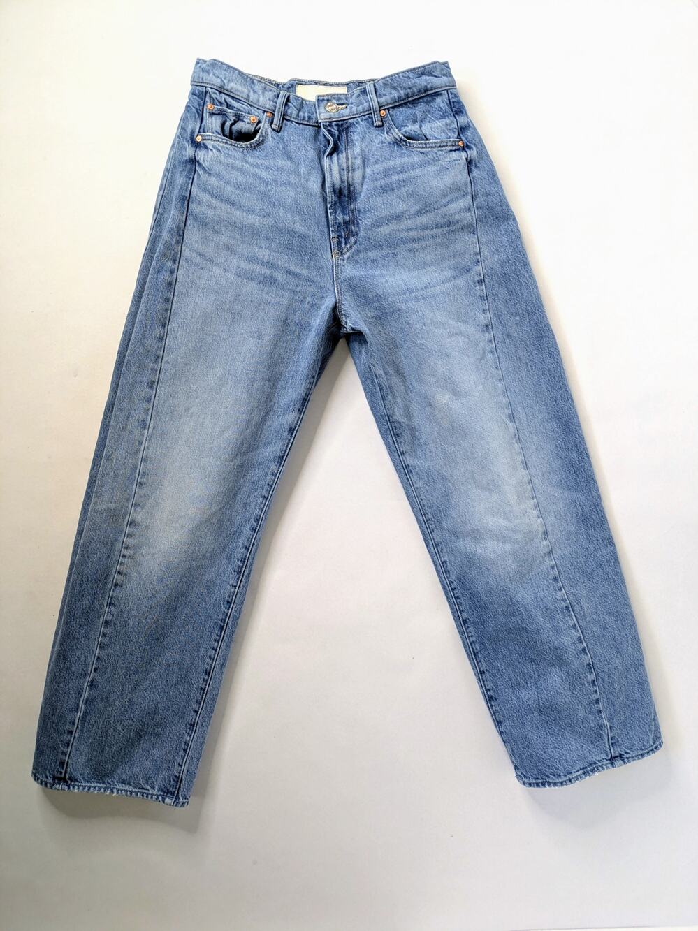 MOTHER Superior Half Pipe Flood Jeans 28 Material Girl Blue Barrel High Rise